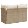 vidaXL Garden Sofa Beige PE Rattan, Powder-Coated Steel 2-Seater Modular