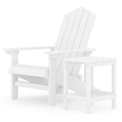 vidaXL Patio Adirondack Chair with Table HDPE White