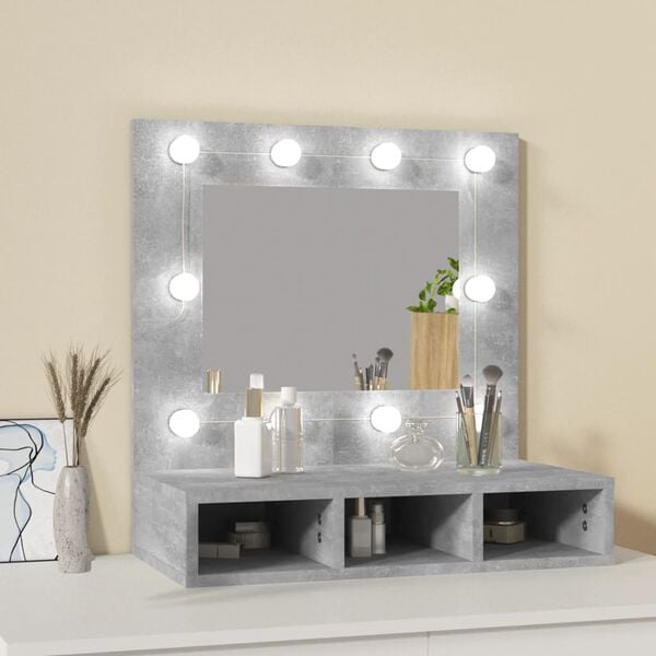 vidaXL Mirror Cabinet Concrete Gray Engineered Wood 23.6 x 12.4 x 24.4 in