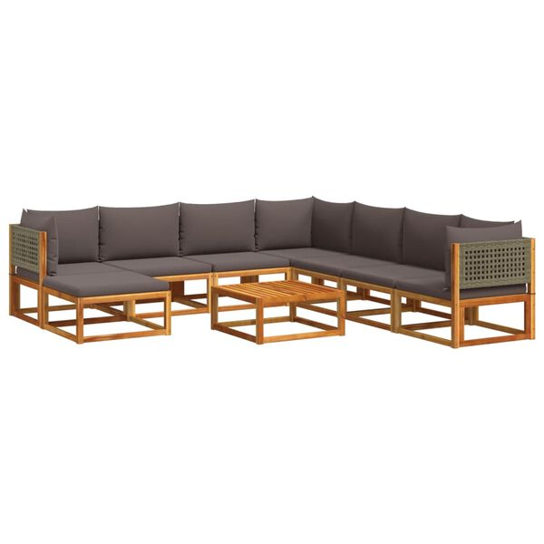 vidaXL Garden Sofa Set Grey Solid Acacia Wood Large Modular