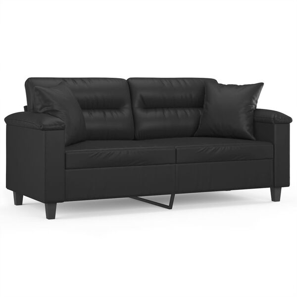 vidaXL 2-seater Sofa Black Faux leather 55.1 in seat width Durable