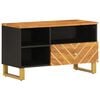 vidaXL TV Cabinet Brown and Black Mango wood, MDF, Iron Medium