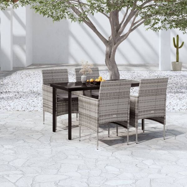 vidaXL Garden Dining Set Grey and black