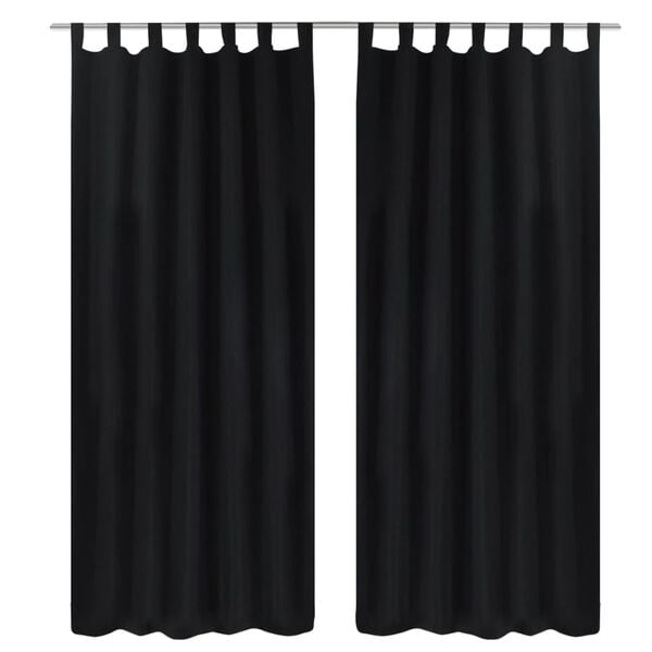 vidaXL 2 pcs Black Micro-Satin Curtains with Loops 55.1 x 88.6"