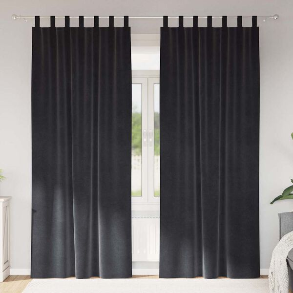vidaXL Blackout Curtains 2 pcs Dark Grey 55.12 x 96.46 in Velvet
