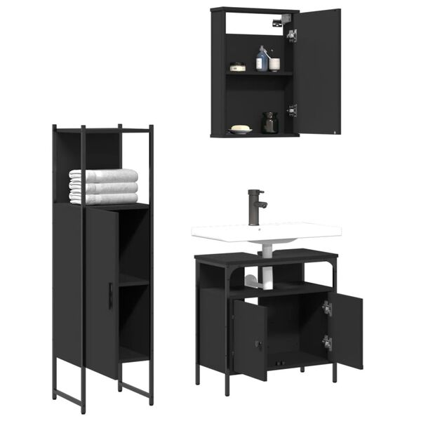 vidaXL Bathroom Furniture Set Black