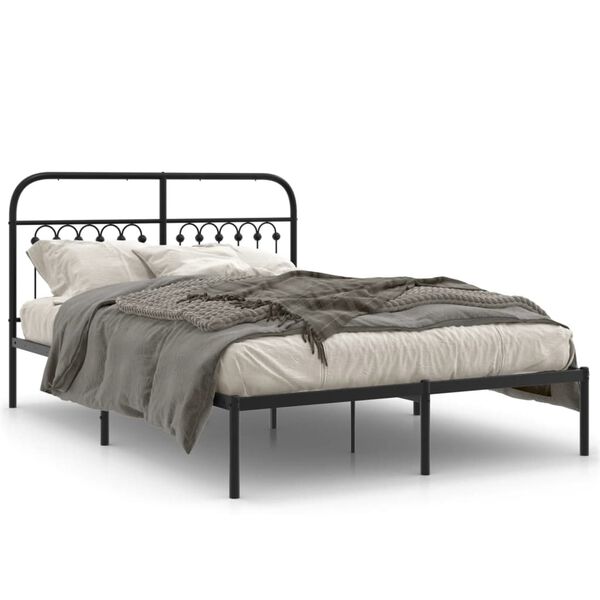 vidaXL Bed Frame Black Steel Full Bed Frame Rectangular Traditional