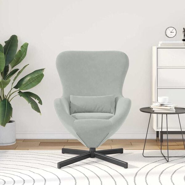 vidaXL Egg Chair Light Grey 24.80 x 28.74 x 35.43 in Velvet