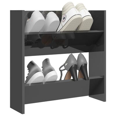 vidaXL Wall Shoe Cabinet High Gloss Gray 23.6"x7.1"x23.6" Engineered Wood