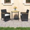 vidaXL 3 Piece Patio Bistro Set Poly Rattan and Acacia Wood Black