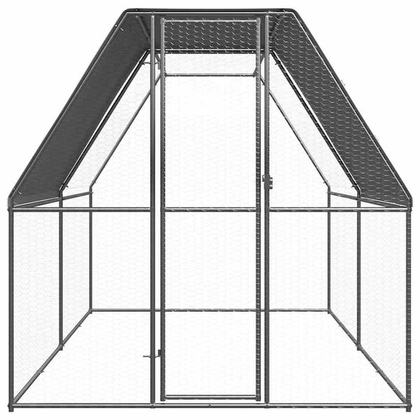vidaXL Chicken Cage Silver and Grey Galvanized Steel Large Durable