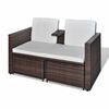 vidaXL Garden Furniture Set Brown Poly Rattan, Steel, Polyester