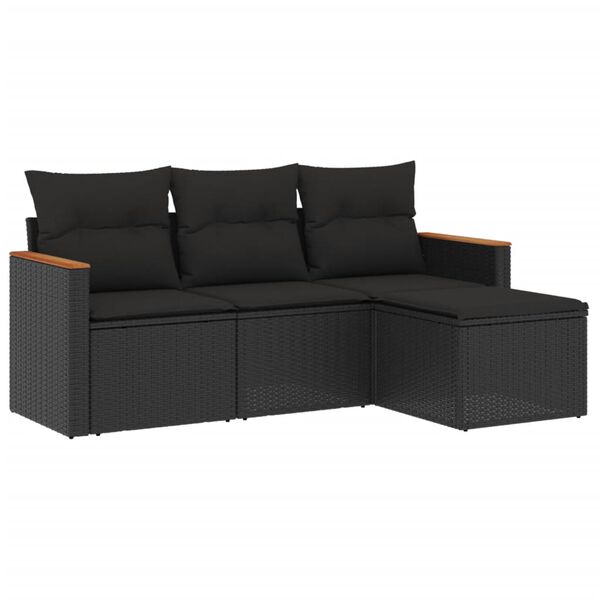 vidaXL Garden Sofa Set Black