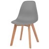 vidaXL Dining Chair Set of 2 Grey Plastic seat, Rubberwood legs Standard