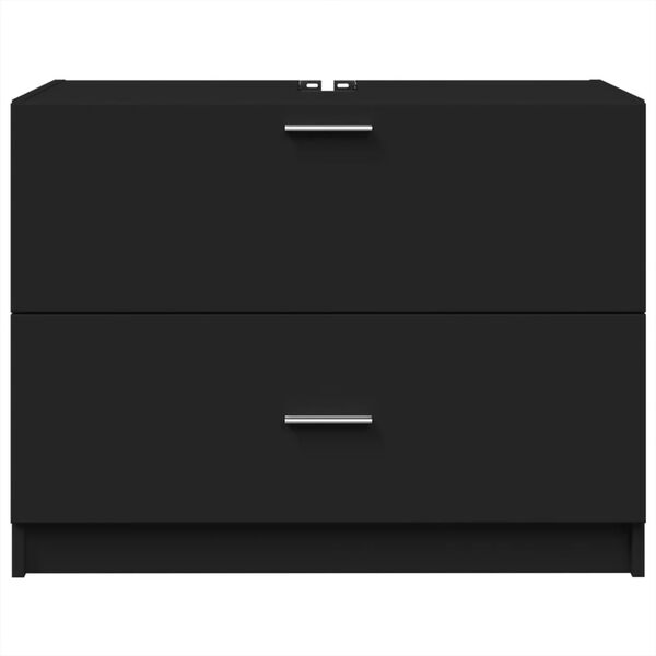 vidaXL Sink Cabinet Black Engineered Wood Standard Sink Cabinet