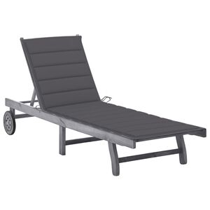 vidaXL Sunlounger Grey Solid Acacia wood Standard Height-Adjustable