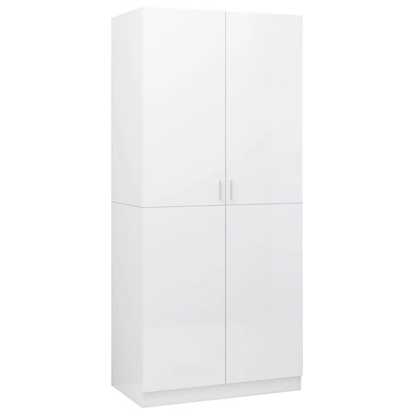 vidaXL Wardrobe High gloss white Engineered wood Compact Wardrobe