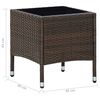vidaXL Garden Table Brown PE rattan, steel, glass Small Durable
