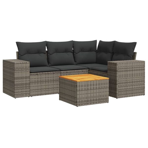 vidaXL Garden Sofa Set Grey Poly rattan Modular Garden Sofa Set