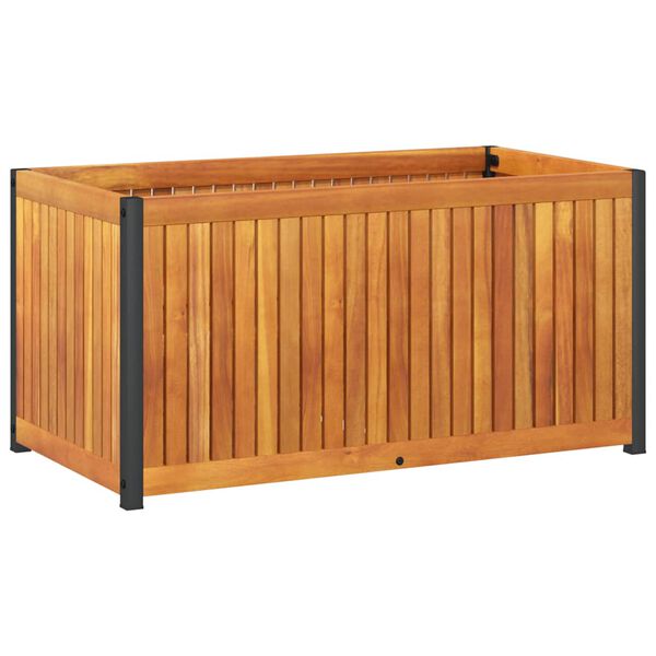 vidaXL Garden Planter Natural wood with black steel