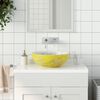 vidaXL Countertop Basin White and Yellow Round Φ16.1x5.5" Ceramic