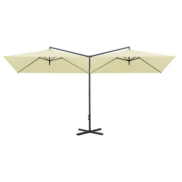 vidaXL Garden Parasol Sand Polyester, Powder-Coated Steel Double