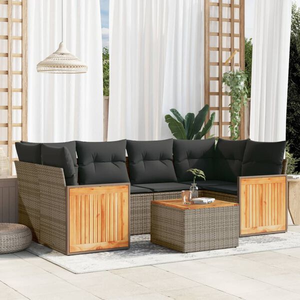 vidaXL Garden Sofa Set Grey, Dark Grey