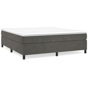 vidaXL Bed Frame Dark Gray Velvet, plywood, engineered wood