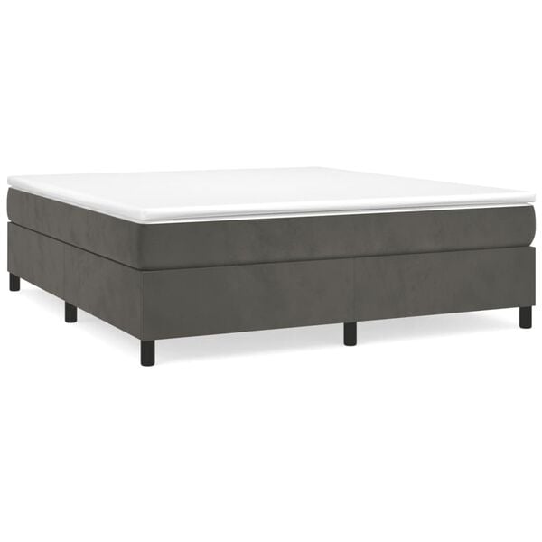 vidaXL Bed Frame Dark Gray Velvet, plywood, engineered wood