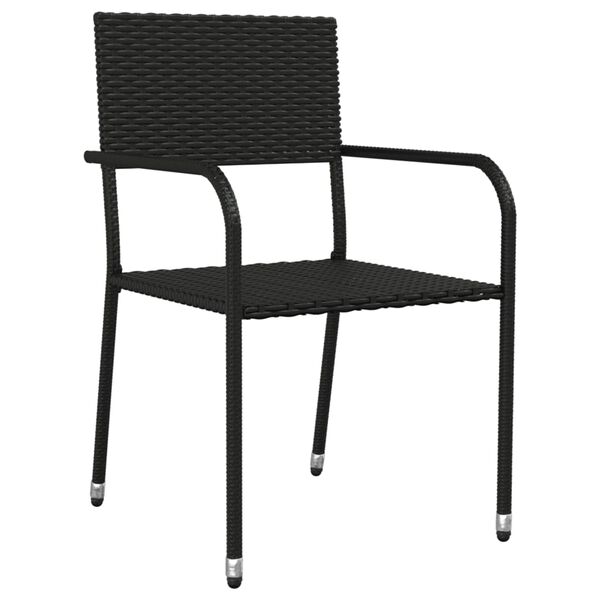 vidaXL Garden Dining Set Black Poly Rattan, Steel, Tempered Glass