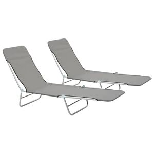 vidaXL Sunlounger Set of 2 Grey Powder-coated steel