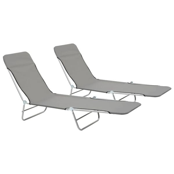vidaXL Sunlounger Set of 2 Grey Powder-coated steel