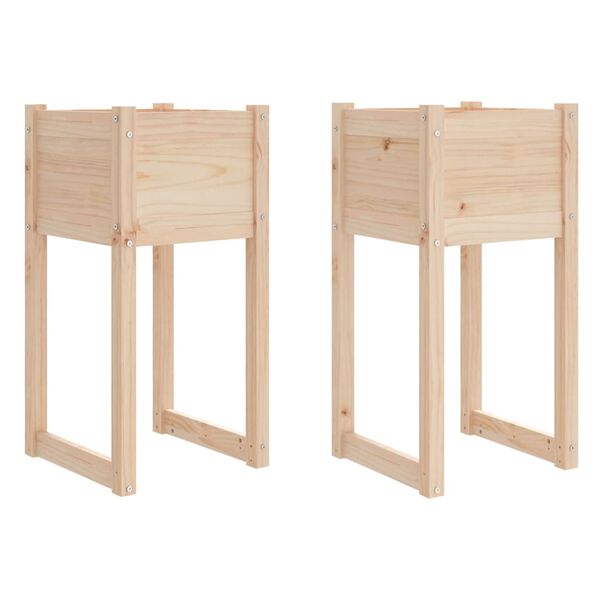 vidaXL Planter Set of 2 Natural wood Solid Pine Wood Medium