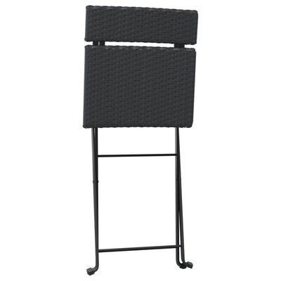vidaXL Folding Bistro Chairs 6 pcs Black Poly Rattan and Steel