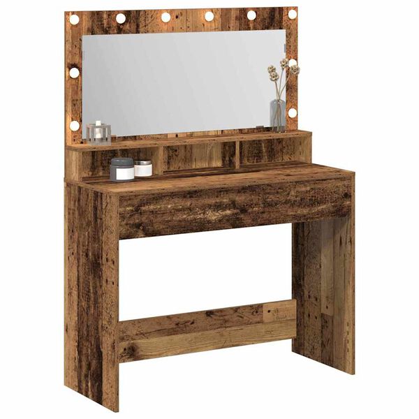 vidaXL Dressing Table with Shelf Old Wood 39.37 x 16.14 x 53.15 in