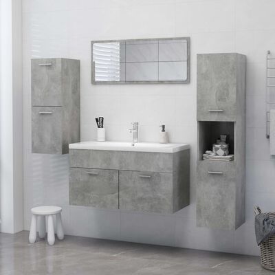 vidaXL Bathroom Cabinet Concrete Gray 11.8"x11.8"x31.5" Engineered Wood