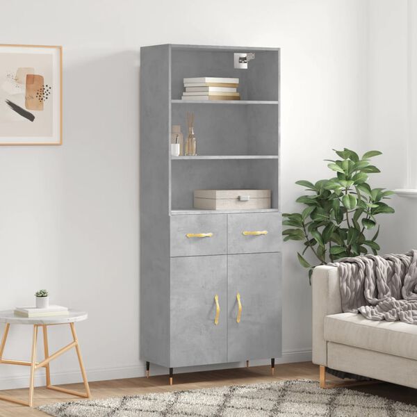 vidaXL Highboard Concrete Grey Engineered wood, Metal