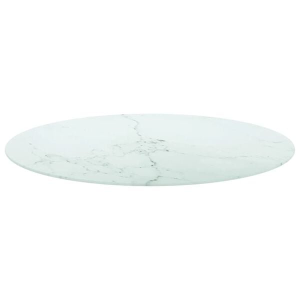vidaXL Table Top White with marble design Tempered Glass Ø35.4x0.4 in