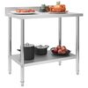 vidaXL Kitchen Work Table with Backsplash 39.4"x23.6"x36.6" Stainless Steel