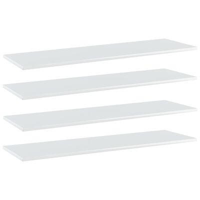 vidaXL Bookshelf Boards 4 pcs High Gloss White 39.4"x11.8"x0.6" Engineered Wood