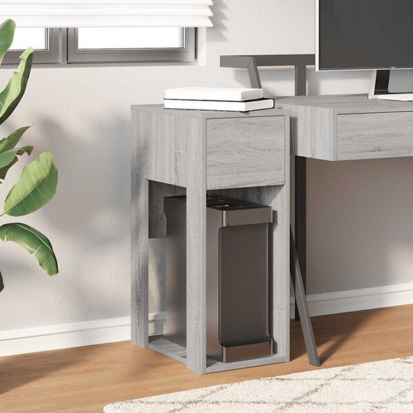 vidaXL Computer Tower Stand Grey Sonoma Engineered wood Compact