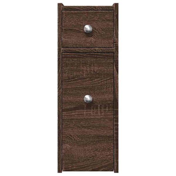 vidaXL Narrow Bathroom Cupboard Brown oak Engineered wood Slim