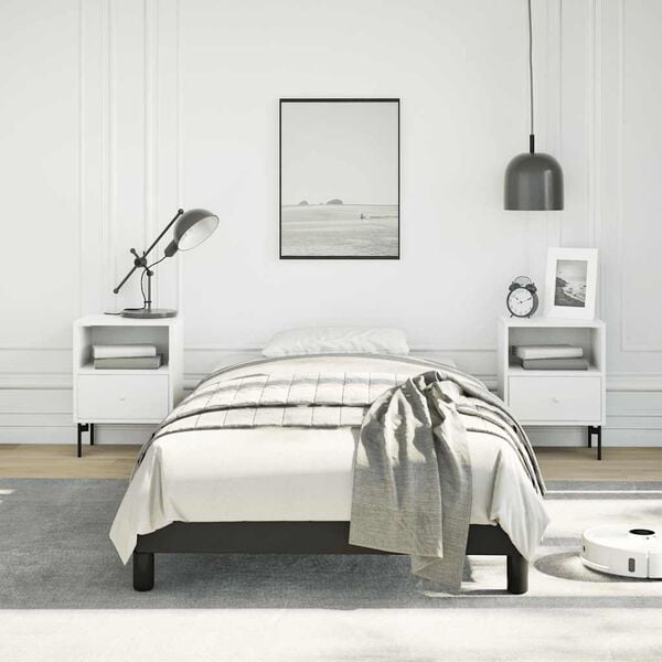 vidaXL Bed Frame Black Faux leather, Plywood, Engineered wood Twin XL