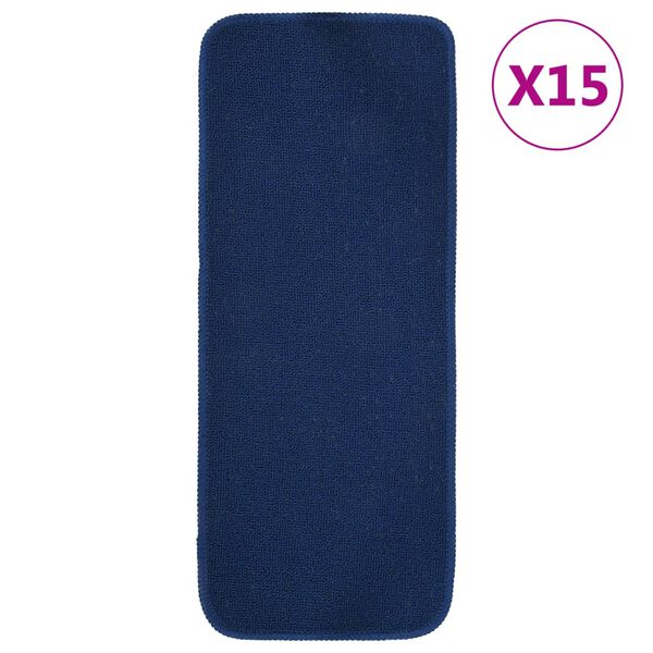 vidaXL Stair Mat Set of 15 Navy Blue 100% Polypropylene 9.8 x 23.6 in