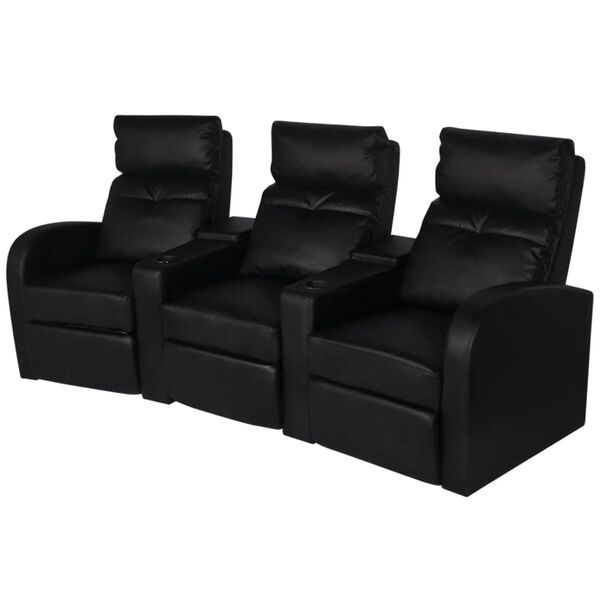 vidaXL Armchair Black 94% PVC, 4% Cotton, 2% Polyester 3-seater
