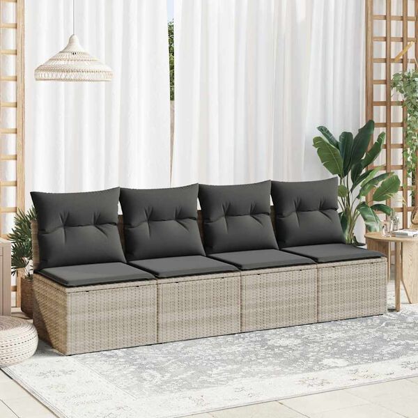 vidaXL Garden Sofa Set Light grey Poly Rattan Standard Modular