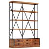 vidaXL Bookcase Brown, Black Solid Mango Wood, Powder-Coated Steel Large