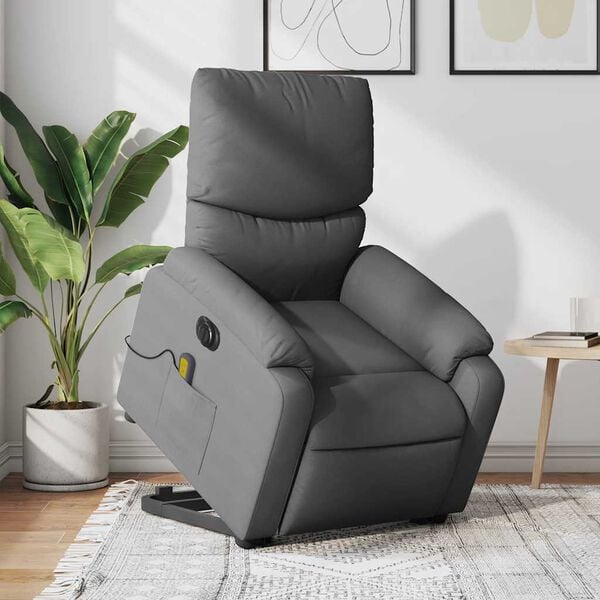 vidaXL Electric Stand Up Massage Recliner Chair Dark Gray