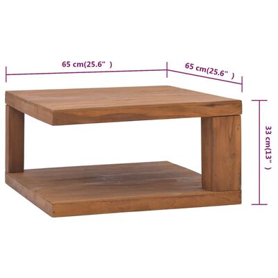 vidaXL Coffee Table 25.6"x25.6"x13" Solid Teak Wood