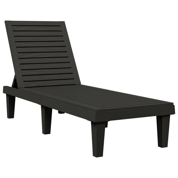 vidaXL Sun Lounger Set of 2 Black Polypropylene Medium Modern